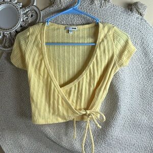 Yellow fashion nova deep v neck crop top